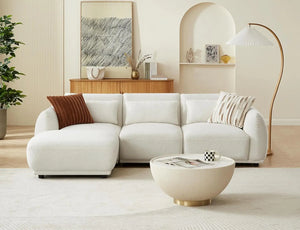 L-Shaped Modular Sectional Sofa – Convertible Cloud Couch with Removable Ottoman for Small Living Room & Apartment