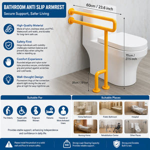 Heavy-Duty Bathroom Grab Bar – Non-Slip Nylon & Stainless Steel Safety Rail with Fluorescent Ring, 661 lb Capacity