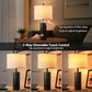 24.5-Inch Table Lamps Set of 2, Modern Striped Touch Bedside Lamps with USB-C and USB-A Charging Ports, 2 Bulbs Included