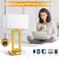 Touch Control Table Lamps Set of 2, 3 Color Temperatures, Stepless Dimming, Dual USB Ports and AC Outlet, Modern Bedside Lighting