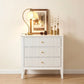 31.5" Fluted Nightstand with Charging Station & 3 Drawers, Raised-Leg Bedside Storage Cabinet for Bedroom & Living Room