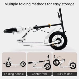 12" Big Wheel Kick Scooter for Adults & Teens, Foldable Commuter Scooter, Pneumatic Tires, Dual Hand Brakes, 220 lb Capacity