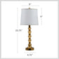 24-Inch Gold Table Lamps Set of 2, Bamboo-Style Metal Bases with Linen Shades and USB-A Ports, Bedside Nightstand Lighting