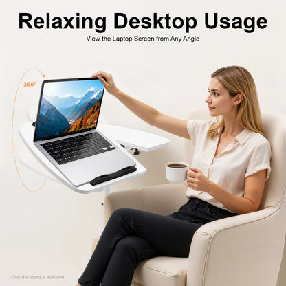 White Height Adjustable Laptop Desk – Portable Mobile Folding Computer Table, Bed Tray & Study Workstation for Home Office