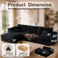 Black L-Shaped Boneless Sectional Sofa – Memory Foam Deep Seat Couch with Fabric Upholstery for Living Room