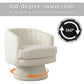 360° Swivel Barrel Accent Chair with Armrests – Modern Sherpa Teddy Upholstered Round Lounge Chair with Curved Back & Soft Cushion