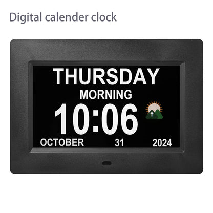 Large Display Digital Calendar Clock with Day & Date, Multiple Alarms, Auto Dimming, Remote Control for Seniors
