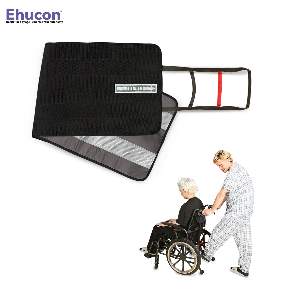 One-Way Transfer Support Seat Cushion with Handles, Non-Slip Positioning Pad for Seniors, 48.4 x 16.7 Inch