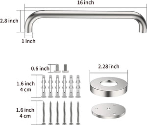 2-Pack 16" Shower Grab Bars – Satin Nickel Stainless Steel Bathroom Safety Handles for Seniors