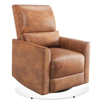 Swivel Rocking Recliner Chair – Deep Seat PU Leather Glider Recliner with High Backrest for Living Room & Bedroom