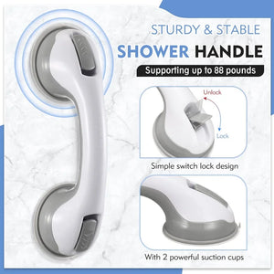 2-Pack Vacuum Suction Shower Grab Bars – Non-Slip Bathroom Safety Handles for Seniors