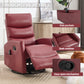 Red Fabric Manual Recliner Chair with Heat & Massage, 360° Swivel Rocking Lounge Chair for Living Room
