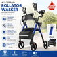 All-Terrain Upright Rollator Walker for Seniors with Padded Seat, Armrests & Storage Bag