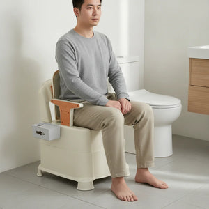 Portable Bedside Commode Chair with Motion Sensor Light – Floor-Standing Toilet Aid, 220 lb Capacity