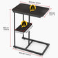 C-Shaped Side Table with Storage Shelf, Wood Grain Sofa Snack Table & Laptop Stand for Small Spaces