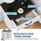 Farmhouse Nightstand with Charging Station, 3-Drawer Bedside Table with 2 AC Outlets & 2 USB Ports, White Storage Cabinet