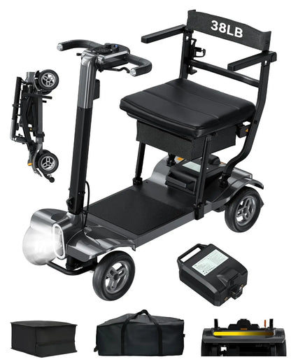 4-Wheel Folding Mobility Scooter for Adults – 250W Motor, 15-Mile Range, 330 lb Capacity & Removable Battery
