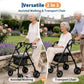 2-in-1 Rollator Walker and Transport Wheelchair for Seniors & Adults, Adjustable Height, Carbon Steel Frame, 6-Inch Wheels, Underseat Storage