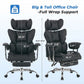 Ergonomic Reclining Office Chair with Footrest – 350 lb PU Leather Computer Chair with Adjustable Height, Wide Seat & Side Pocket