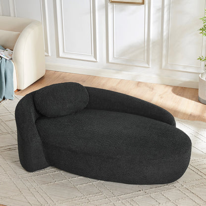 Modern Curved Oval Chaise Lounge Chair – Ergonomic Single Accent Sofa with Integrated Backrest & Matching Pillow