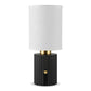 Cordless Rechargeable Table Lamp, 3600mAh Battery, Touch Dimming, Warm Light, White Fabric Shade and Black Base