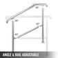 Stainless Steel Stair Railing for 3–5 Steps – Adjustable Transitional Handrail for Stairs & Level Surfaces
