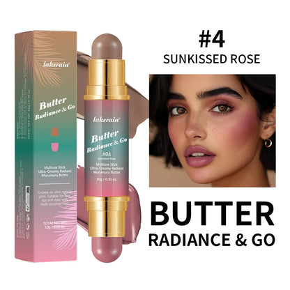 Double-Ended Blush and Bronzer Stick, Multi-Use Cream Cheek Color, Luminous Finish Contour Makeup