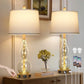 27.5-Inch Glass Table Lamps Set of 2 with Night Light, USB Charging Ports and AC Outlet, Modern Bedside Lamps