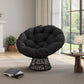 40-Inch Oversized Papasan Swivel Chair – Ergonomic Wicker Lounge Chair with Thick Cushion & Steel Frame for Living Room