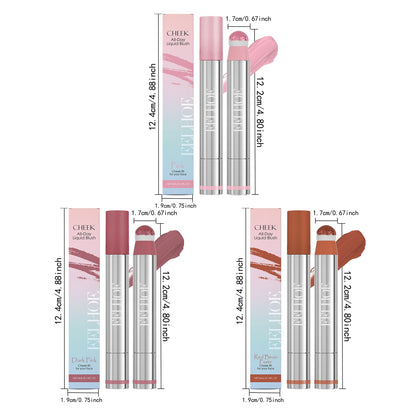 2-in-1 Liquid Blush and Lip Tint, Twist-Up Wand with Soft Cushion Applicator, Lightweight Non-Sticky Formula