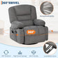 Oversized 360° Swivel Glider Recliner Chair with Massage & Heat – Wide Chenille Manual Recliner with Vibration Massage