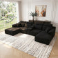 Oversized U-Shaped Modular Corduroy Sectional Sofa – Deep Seat Lounge Couch with Chaise, Center Console & Cup Holders, No Assembly