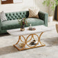 47.24" Rectangle Coffee Table with 2-Tier Storage, Faux Marble Wood Center Table for Living Room