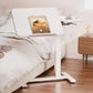Pneumatic Overbed Bedside Table, Height Adjustable Aluminum Alloy Rolling Table with Casters, White, for Hospital & Home Use