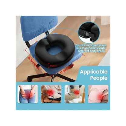 Memory Foam Donut Seat Cushion – Ergonomic Coccyx & Tailbone Pressure Relief Support Pillow for Office Chair, Car & Home