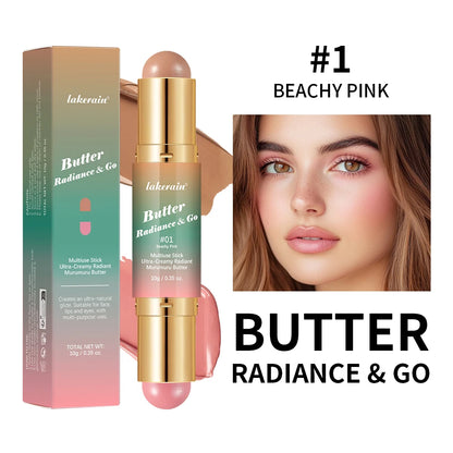Double-Ended Blush and Bronzer Stick, Multi-Use Cream Cheek Color, Luminous Finish Contour Makeup