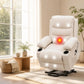 Modern White Massage Recliner Chair with Heat, Swivel Rocking Single Sofa with Manual Reclining for Living Room