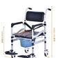 Portable Toilet Chair Alloy Commode with Wheels Foldable Shower Chair Convenient Adult Mobility Aid Bathroom Chair