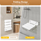 Wall-Mounted Folding Shower Seat – 90° Fold-Up Waterproof Bath Bench, 32 × 34 cm, 286 lb Capacity