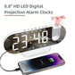 8.8-Inch LED Projection Alarm Clock with 180° Ceiling Projector, Dual Alarms, USB Charging, Temperature & Adjustable Brightness