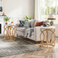 20" Modern Round End Table with Thick Wood Top & Unique O-Shaped Base for Living Room and Bedroom