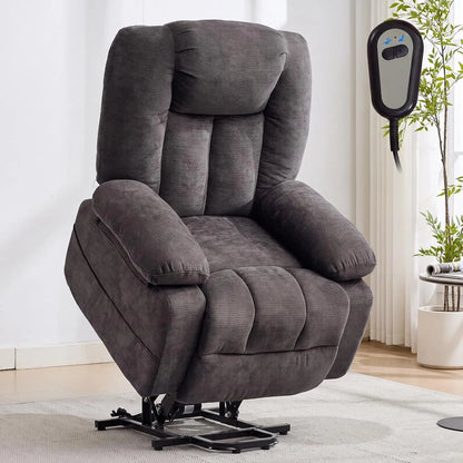 Power Lift Recliner Chair with Massage & Heat, 3-Position Electric Stand Assist Sofa with USB Ports, Cup Holders & Side Pockets