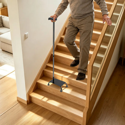 Adjustable Stair Climbing Assist Cane for Seniors, Aluminum Alloy Walking Aid, 10 Height Settings, 330 lb Capacity