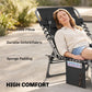 Outdoor Folding Chaise Lounge Chair – Adjustable Padded Recliner with Storage Pocket for Patio, Pool & Beach, Black