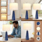 Rustic Farmhouse Table Lamps Set of 2, 3-Way Dimmable Bedside Nightstand Lamps with Horizontal Stripe Design for Bedroom and Living Room