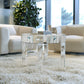 Round Mirrored Side Table with Crystal Diamond Inlay, Luxury Accent Table for Living Room & Bedroom