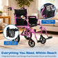 Ultra-Lightweight Foldable Transport Wheelchair – Extra-Wide Seat, Handbrakes & 12" Rear Wheels