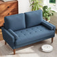 48-Inch Mid-Century Modern Loveseat Sofa – Compact Upholstered Couch with Solid Wood Legs & Throw Pillow for Apartment, Ash Beige