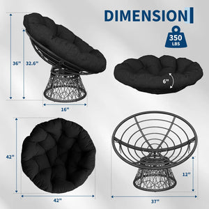 40-Inch Oversized Papasan Swivel Chair – Ergonomic Wicker Lounge Chair with Thick Cushion & Steel Frame for Living Room
