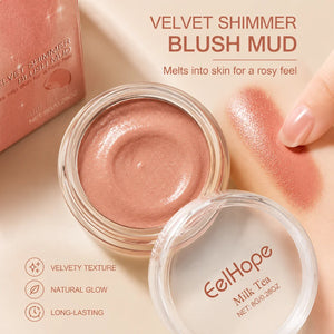 Shimmer Cream Blush with Hyaluronic Acid, Fine Glitter Cheek Color, Long-Lasting Radiant Finish
